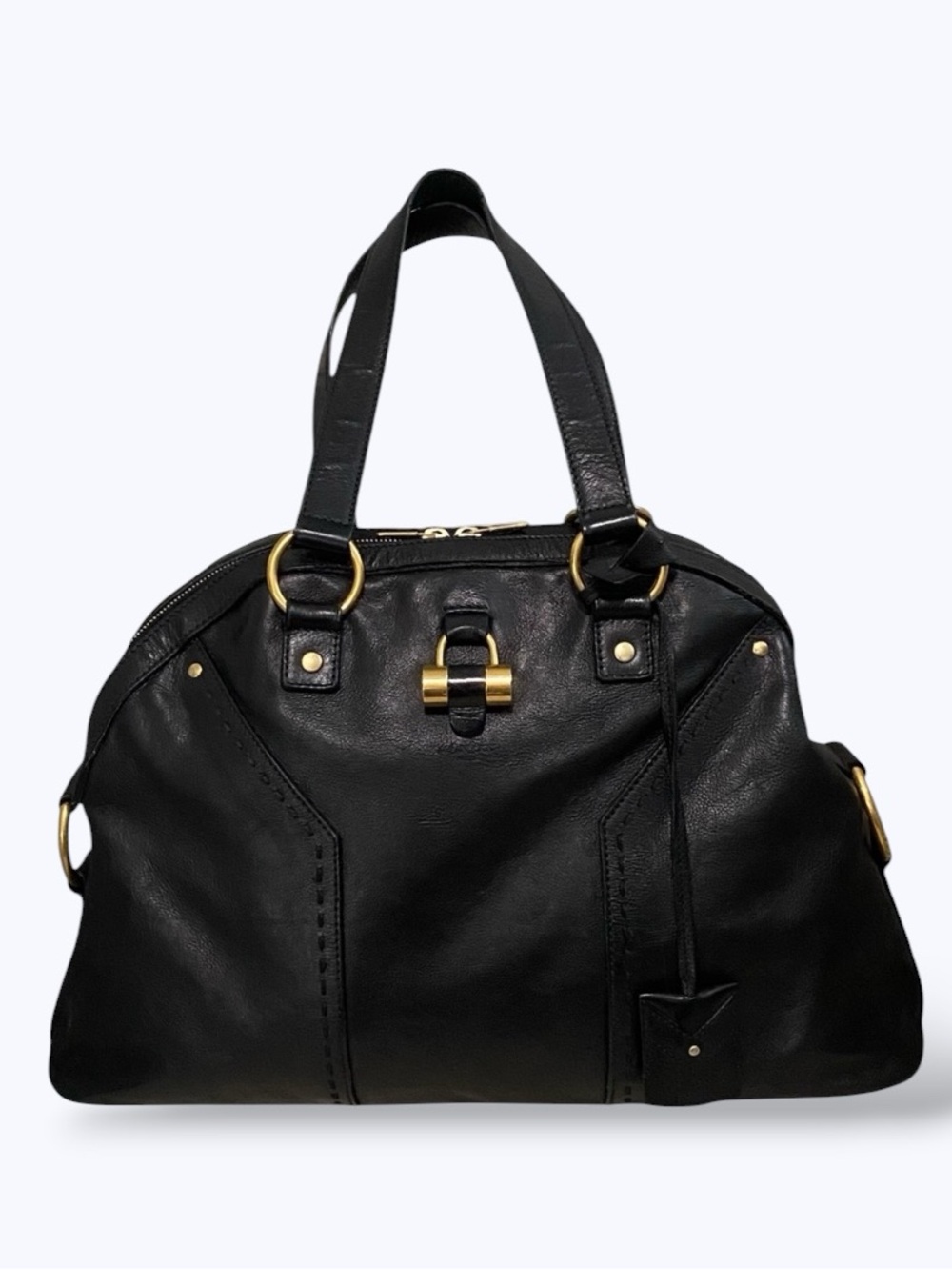 YSL Yves Saint Laurent Rive Gauche Muse Black Leather Large Handbag